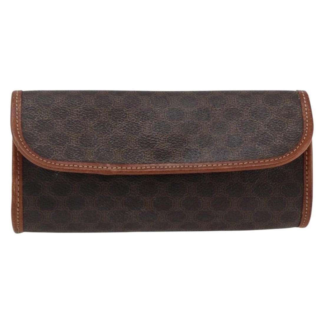 Celine Macadam Pochette Brown Canvas and Leather Clutch Bag: Celine Macadam Pochette Brown Canvas and Leather Clutch Bag This Celine Macadam Pochette is crafted from brown canvas with leather accents, designed for women. Made in Italy, it features the iconic Ma