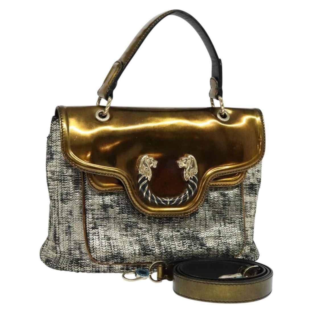 BVLGARI Leoni Gold Leather Hand Bag 2way with Strap Authentic (1 of 18)