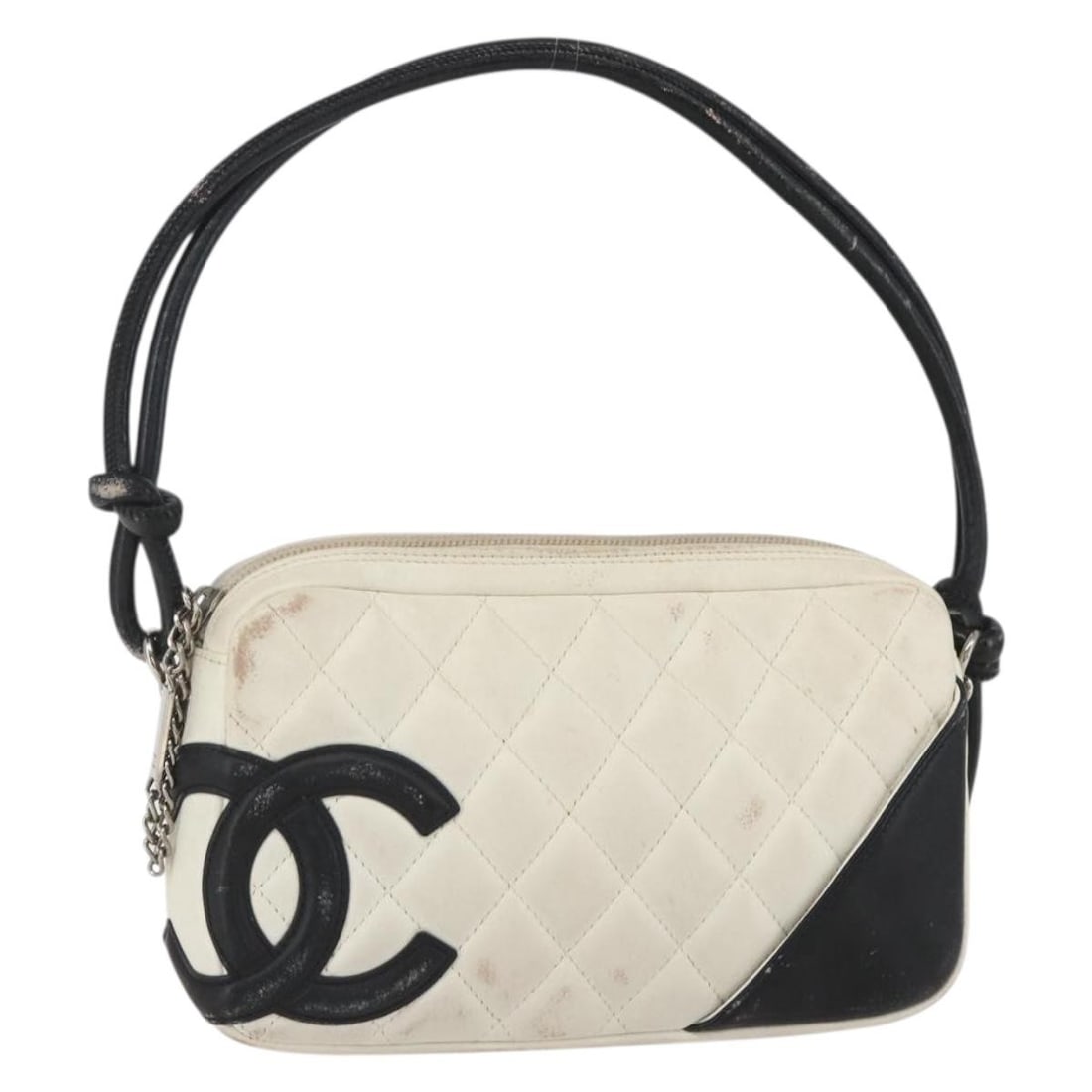 CHANEL Matelasse Cambon Handbag White Silver Leather Authentic (1 of 18)