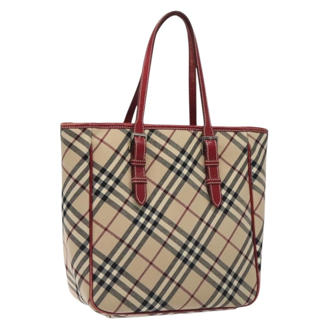 Burberry Nova Check Beige Silver Canvas Tote Bag Auth BA3843: Burberry Nova Check Beige Silver Canvas Tote Bag Auth BA3843 Introducing the Burberry Nova Check Blue Label Tote Bag, a stylish and functional accessory crafted from durable canvas. This tote bag feat