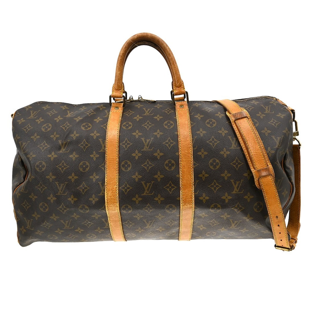 Louis Vuitton Keepall Bandouliiere 55 Monogram Canvas Extra Large Travel Bag: Louis Vuitton Keepall Bandouliiere 55 Monogram Canvas Extra Large Travel Bag This Louis Vuitton Keepall Bandouliere 55 travel bag features the iconic Monogram canvas exterior and double beige handles.