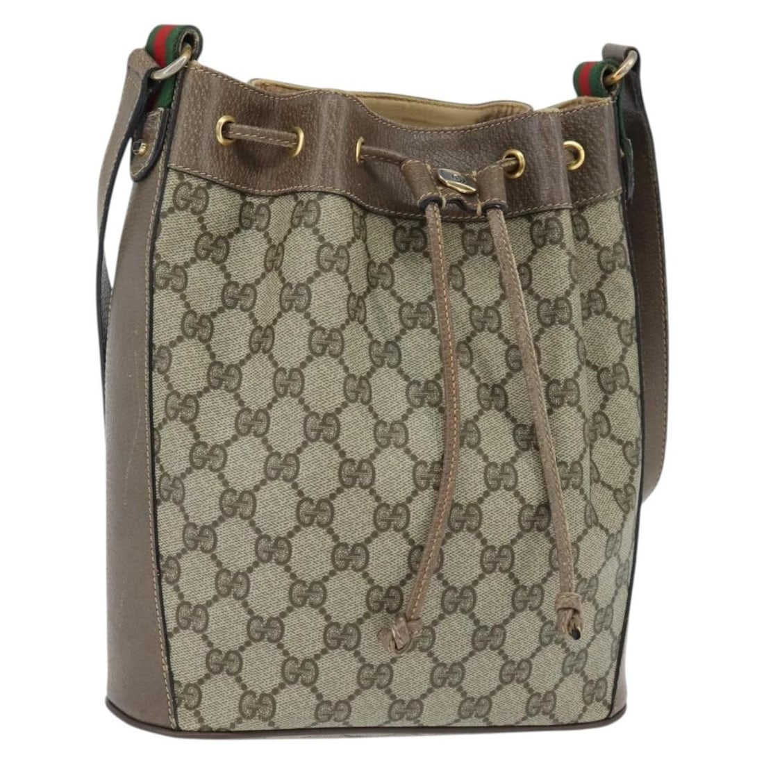 GUCCI GG Supreme Web Sherry Shoulder Bag Beige PVC 41 02 034 Auth (1 of 18)