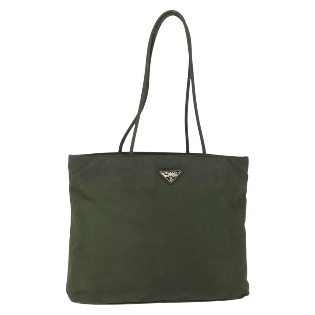 PRADA Khaki Silver Nylon Tote Bag Made in Italy: PRADA Khaki Silver Nylon Tote Bag Made in Italy This PRADA Tote Bag is a stylish and functional accessory made from durable nylon in a chic khaki and silver color combination. It features a spacious i