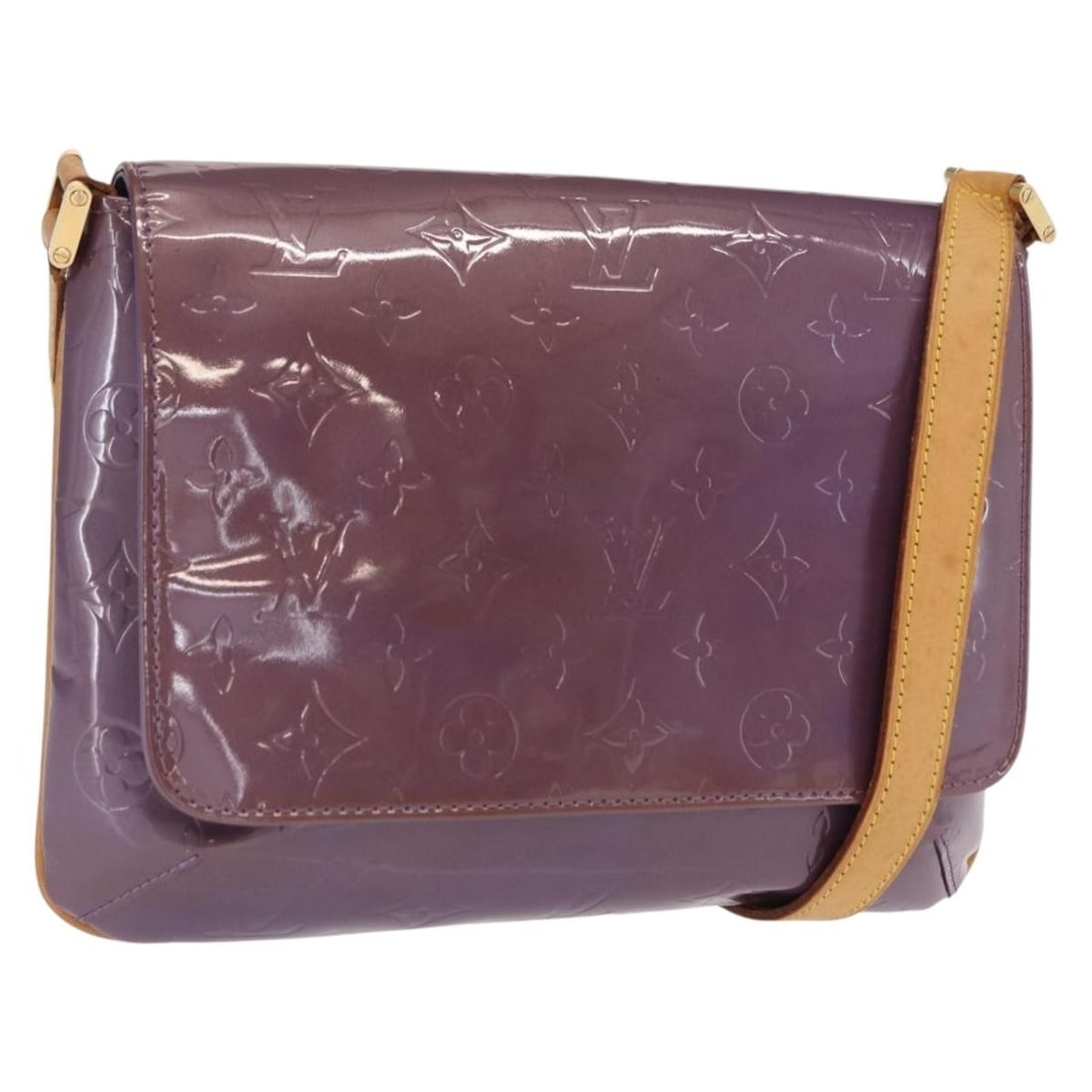Louis Vuitton Thompson Street Purple Patent Leather Shoulder Bag M91095: Louis Vuitton Thompson Street Purple Patent Leather Shoulder Bag M91095 This is a Louis Vuitton Vernis Thompson Street shoulder bag in purple (Viole) patent leather. The bag features a structured silh