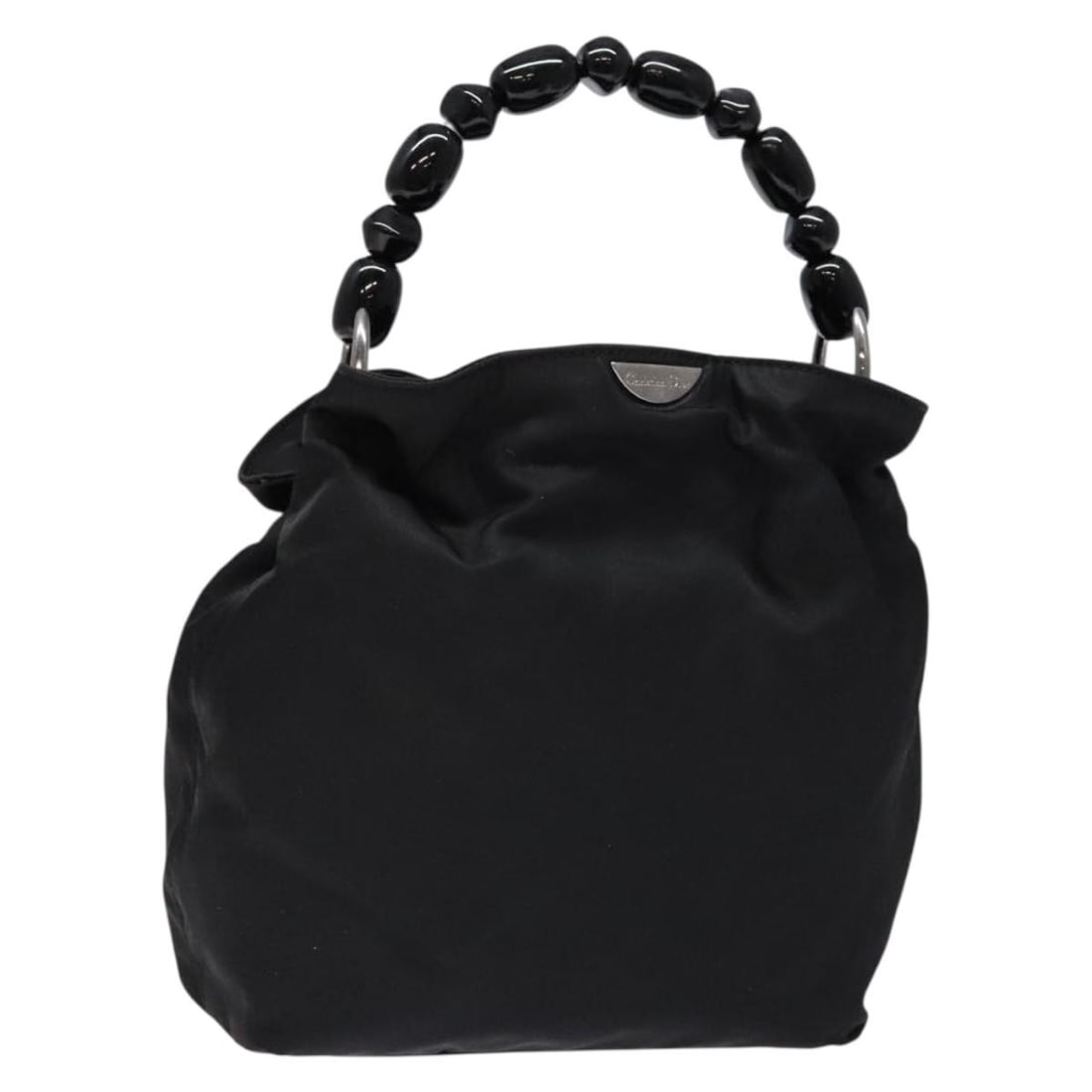 Christian Dior Maris Pearl Nylon Hand Bag Black Silver Italy Auth: Christian Dior Maris Pearl Nylon Hand Bag Black Silver Italy Auth This Christian Dior Maris Pearl Hand Bag is a stylish accessory crafted from durable nylon in a sleek black and silver color combinati