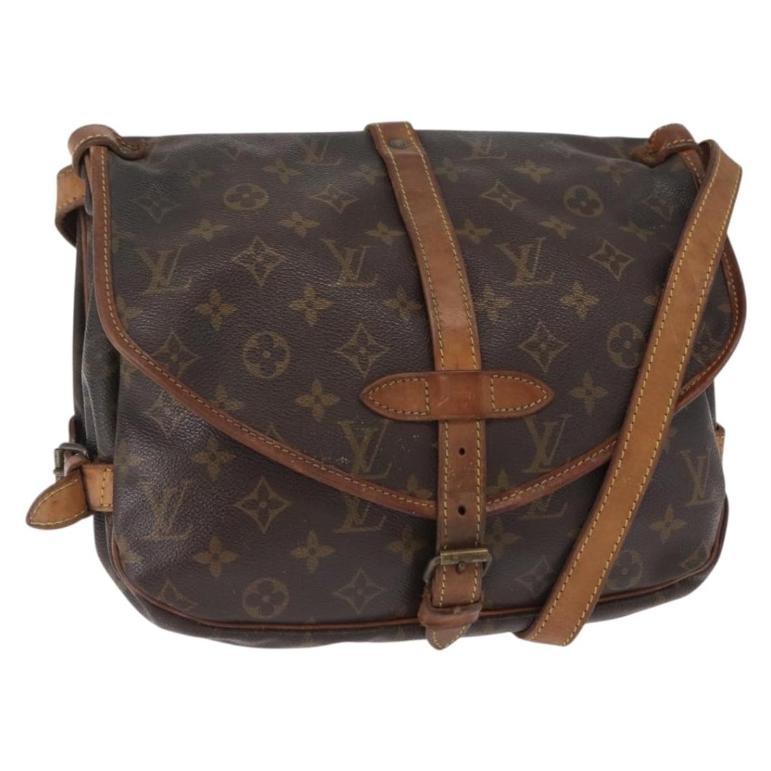 LOUIS VUITTON Monogram Saumur 30 Shoulder Bag M42256 Auth France (1 of 18)