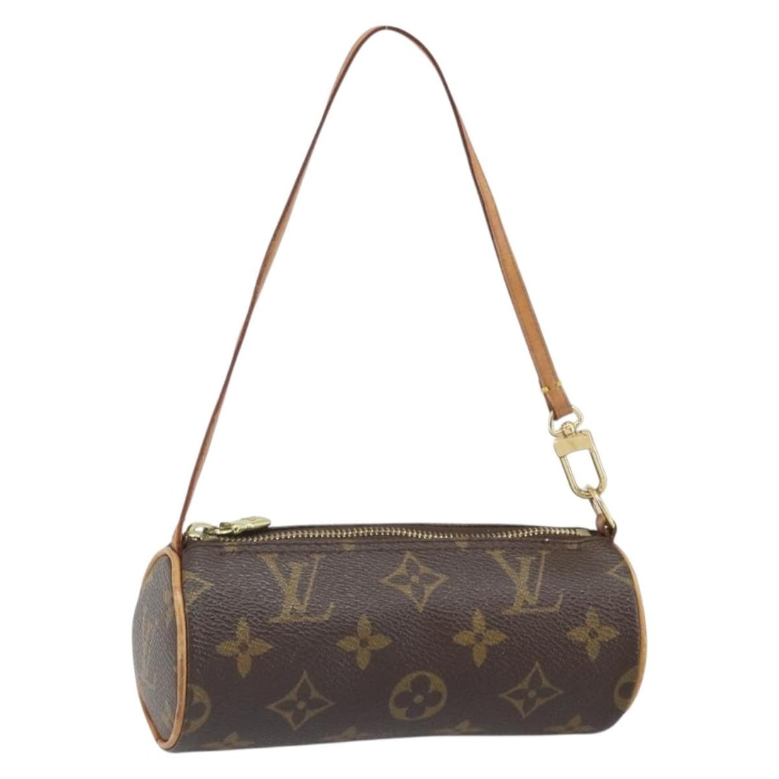 Papillon Monogram Canvas Pouch by Louis Vuitton France: Papillon Monogram Canvas Pouch by Louis Vuitton France This Louis Vuitton Monogram Papillon pouch features the classic monogram canvas exterior in a compact design. The pouch shows signs of heavy use,