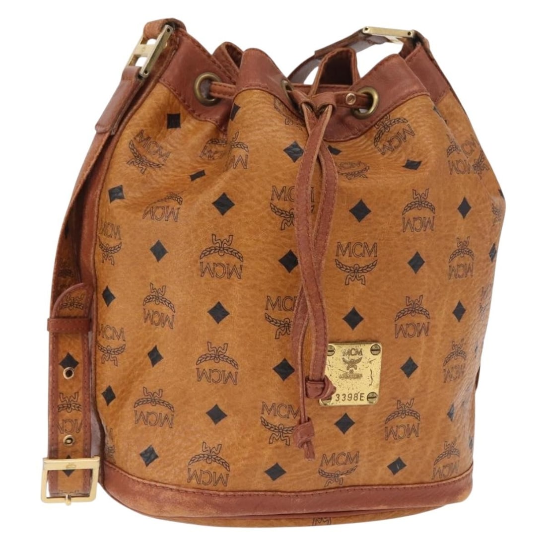 MCM Vicetos Brown PVC Leather Shoulder Bag Gold Accents (1 of 18)