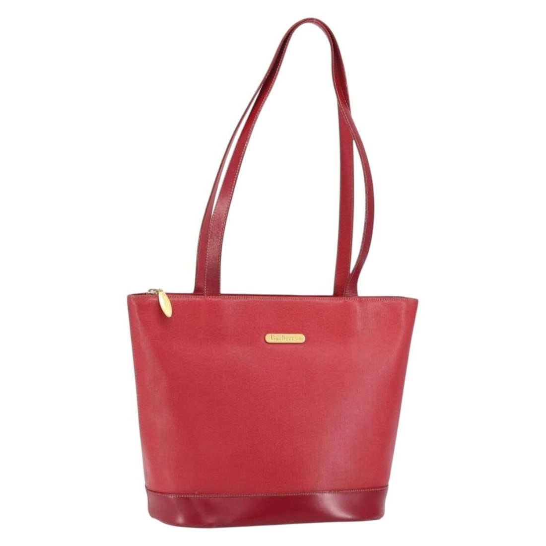 Burberrys Leather Tote Bag Red and Gold with 11.8 Inch Handles: Burberrys Leather Tote Bag Red and Gold with 11.8 Inch Handles This Burberrys tote bag features a leather exterior in a red and gold color combination. Its dimensions are approximately 10.2 inches in