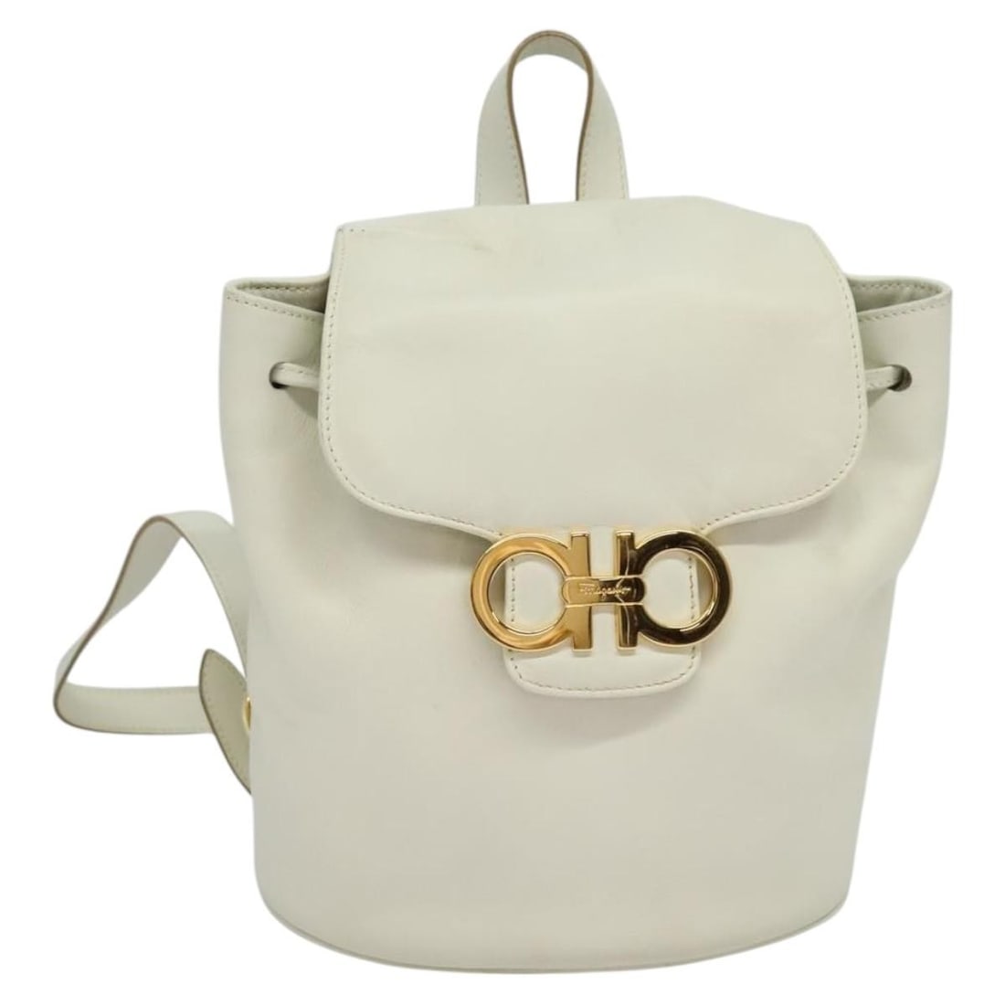White Leather Gancini Backpack by Salvatore Ferragamo for Women (1 of 18)