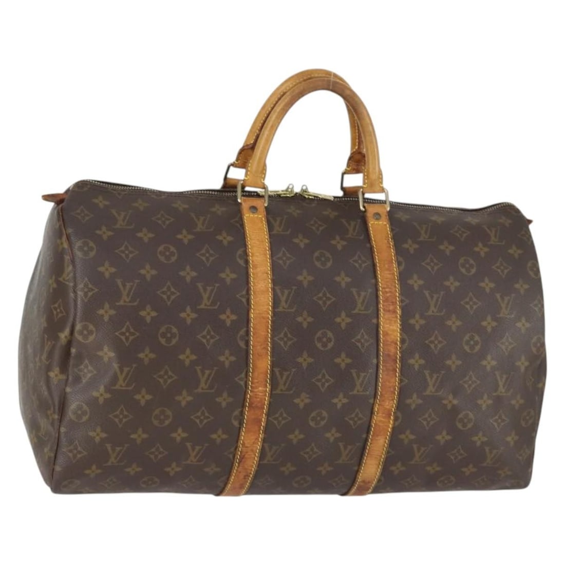 Louis Vuitton Keepall 50 Monogram Canvas Boston Bag M41426 France: Louis Vuitton Keepall 50 Monogram Canvas Boston Bag M41426 France This Louis Vuitton Monogram Keepall 50 Boston Bag features the iconic Monogram Canvas exterior and is designed for women. The bag has