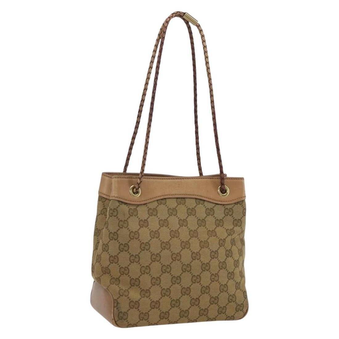 Beige Gold GG Canvas 109143 Shoulder Bag by Gucci: Beige Gold GG Canvas 109143 Shoulder Bag by Gucci This authentic GUCCI shoulder bag features the iconic GG canvas in beige and gold tones. Made in Italy, the bag offers a compact design with a practic