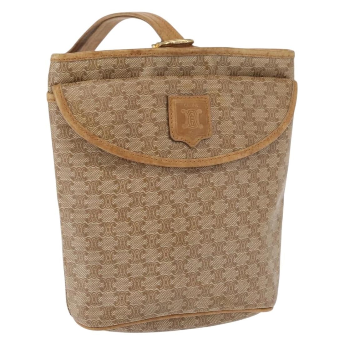 Celine Macadam Beige PVC Canvas Handbag with Gold Accents Italy (1 of 18)