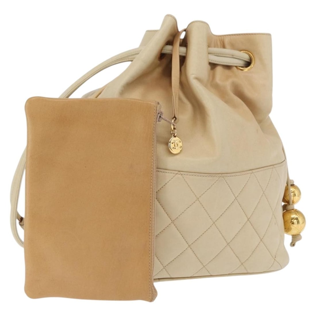 Chanel Ivory Leather Matelasse Coco Ball Shoulder Bag with Gold CC (1 of 18)