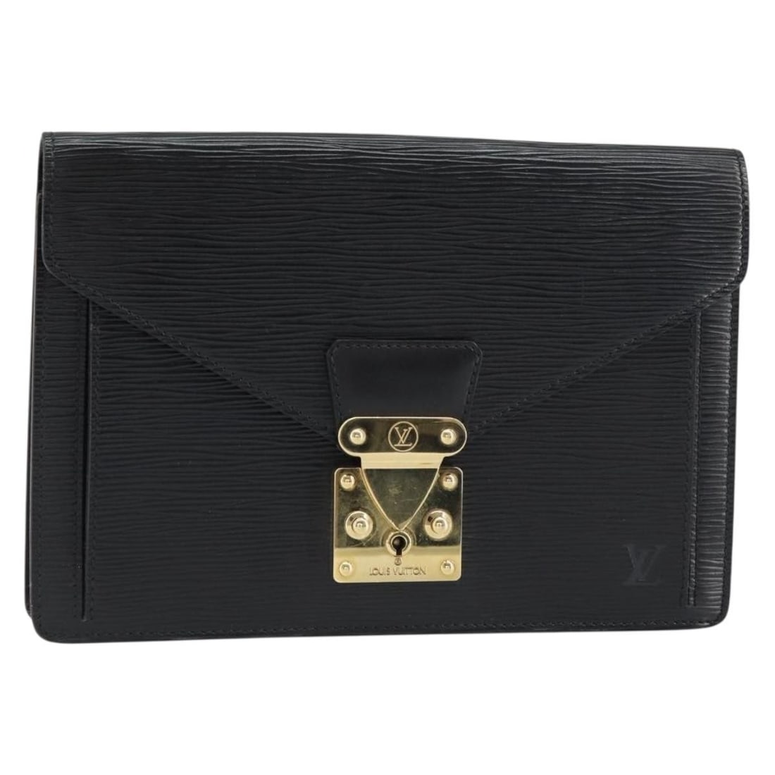 LOUIS VUITTON Epi Leather Dragonne Clutch Bag Black M52612 Auth (1 of 18)