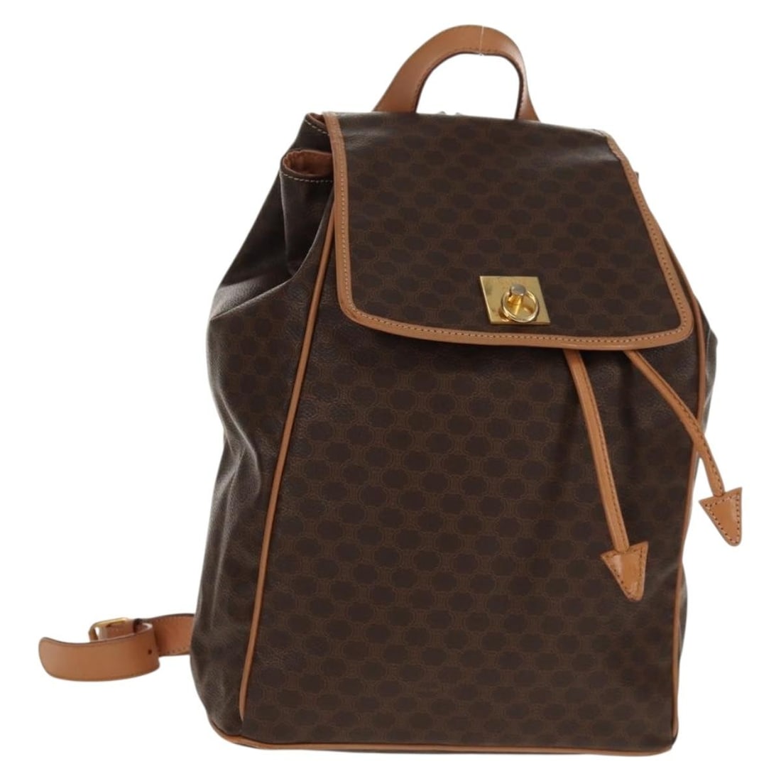 CELINE Macadam Canvas Backpack PVC Leather Brown Gold Italy Auth M161 (1 of 18)