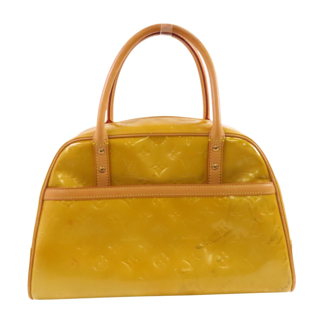 LOUIS VUITTON Tompkins Square Gold Handbag M91149 Yellow Patent Leather (1 of 18)