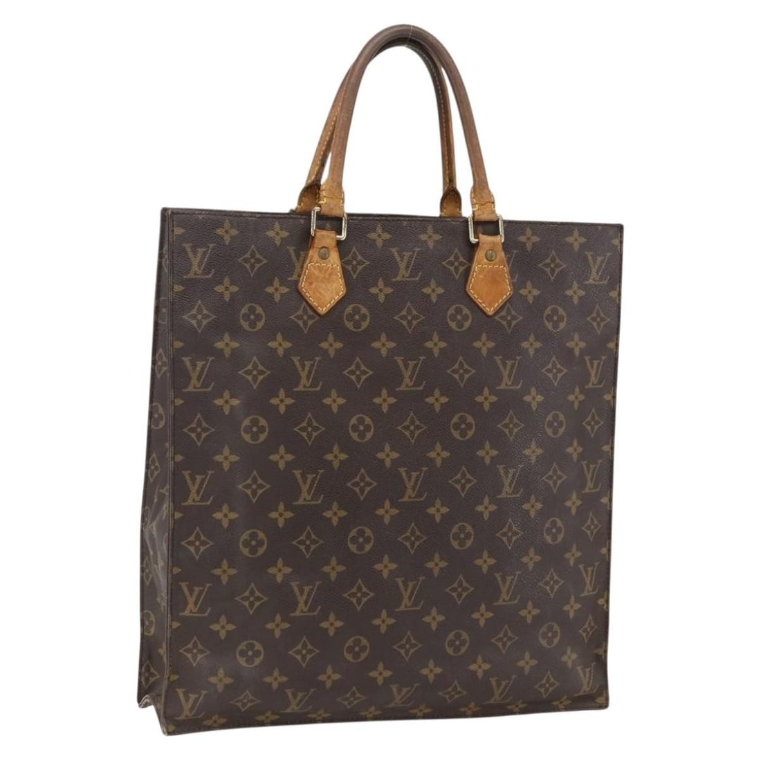 Louis Vuitton Sac Plat Monogram Canvas Handbag M51140 France: Louis Vuitton Sac Plat Monogram Canvas Handbag M51140 France This is a Louis Vuitton Monogram Sac Plat handbag crafted from signature monogram canvas. The bag features dual top handles and an open top