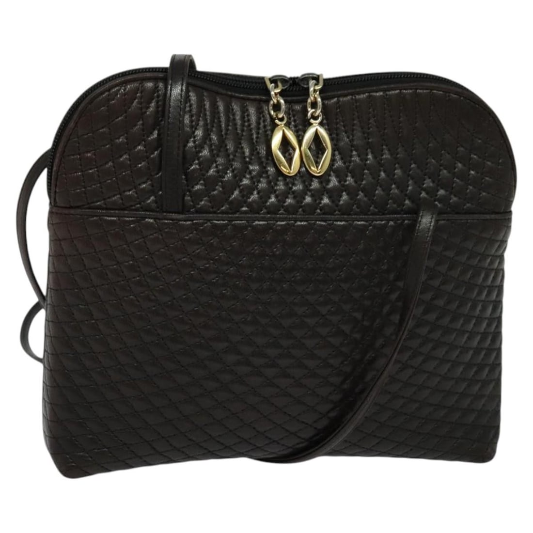 BALLY Dark Brown Quilted Leather Shoulder Bag for Women Italy (1 of 18)