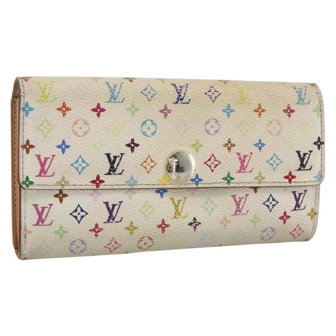 Louis Vuitton Sarah Long Wallet Multicolor Monogram Canvas White M93532 (1 of 18)