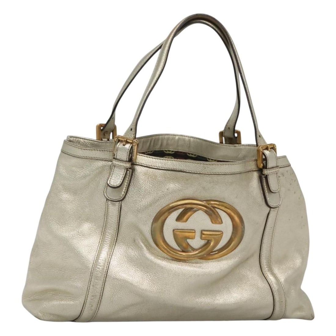 Gold Leather Tote by Gucci Interlocking 162094 Made in Italy (1 of 18)