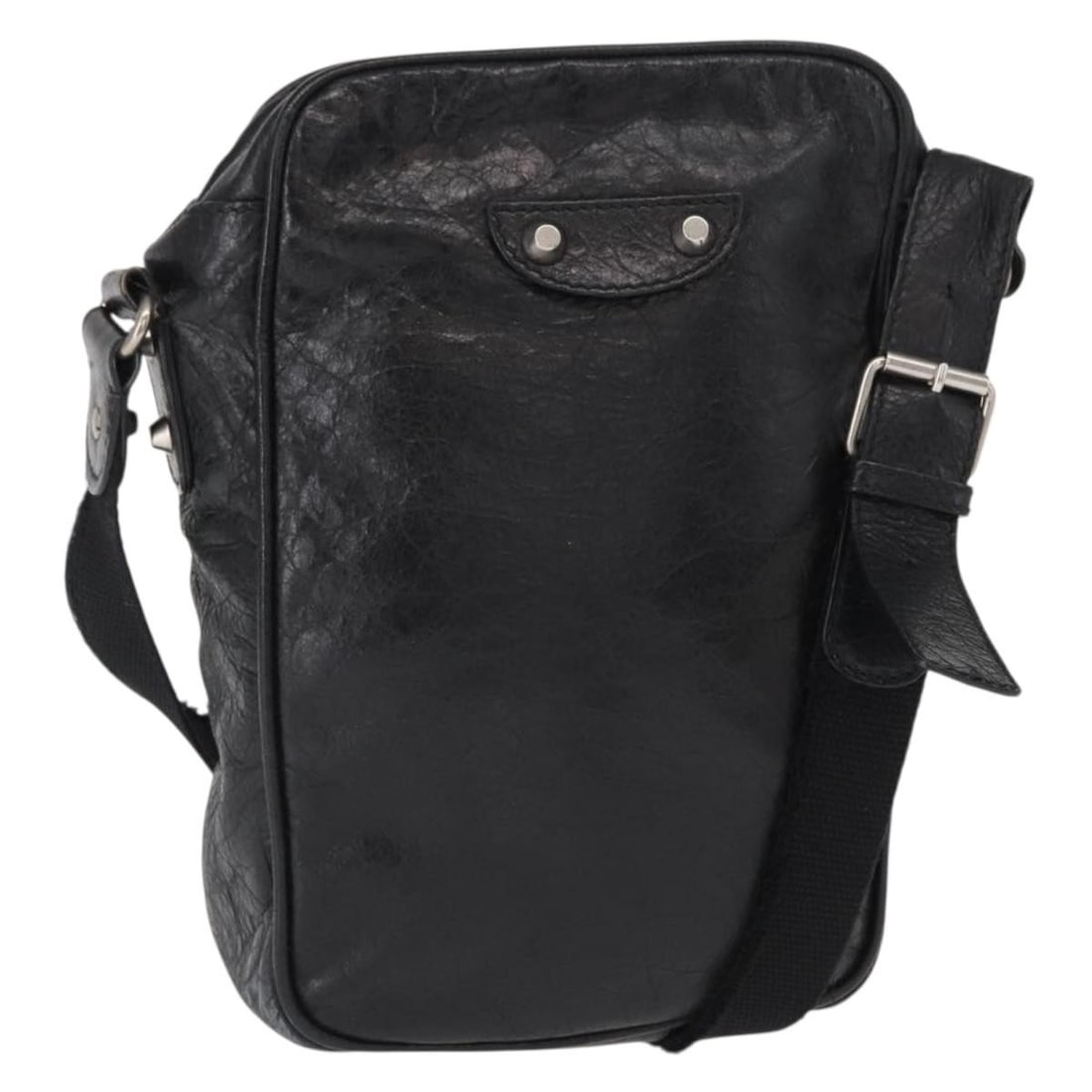 Balenciaga Black Leather Classic Reporter Shoulder Purse with Dust Bag: Balenciaga Black Leather Classic Reporter Shoulder Purse with Dust Bag This Balenciaga Classic Reporter shoulder bag features a black leather exterior with a structured silhouette. The bag includes a