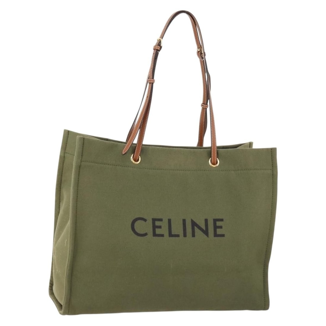 Celine Canvas Green and Gold Women's Tote Bag from Italy: Celine Canvas Green and Gold Women's Tote Bag from Italy This CELINE tote bag features a green and gold canvas exterior, offering a stylish and practical design for everyday use. Made in Italy, it is