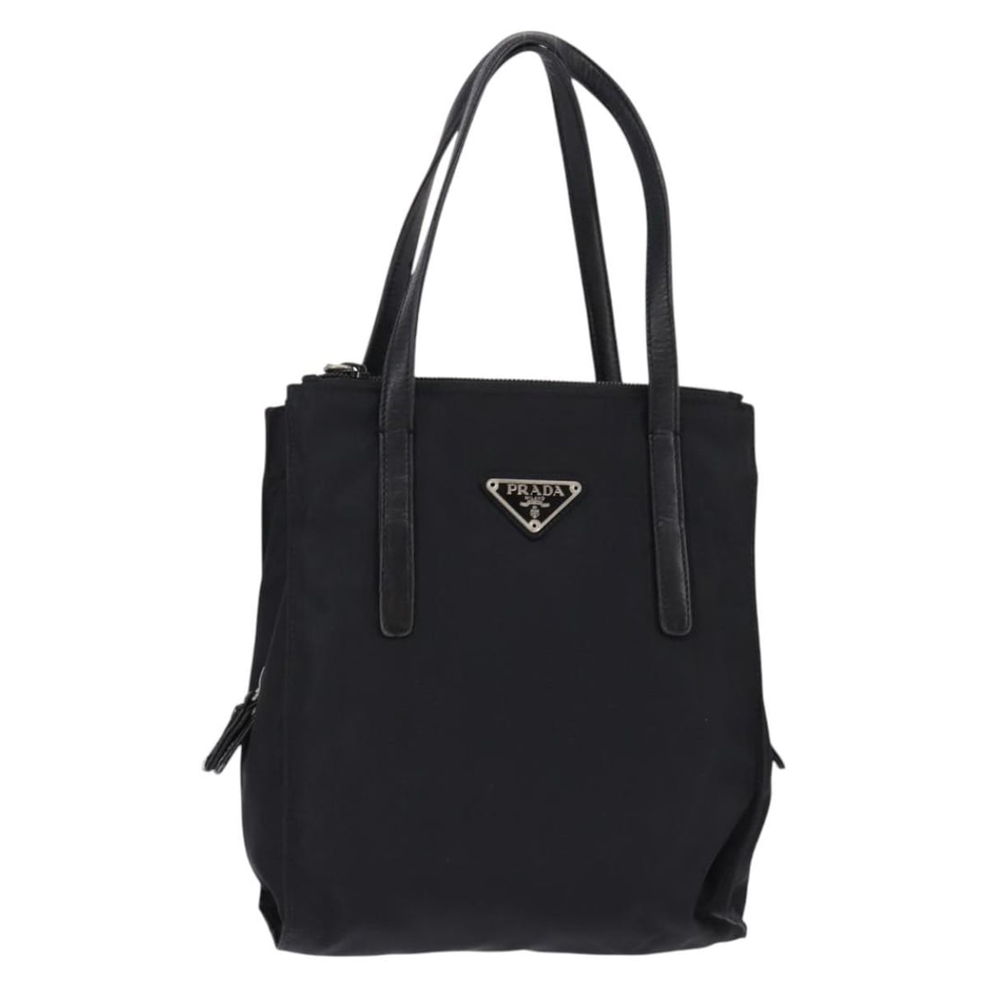 PRADA Nylon Leather Hand Bag Black Silver Auth SW1713 (1 of 18)
