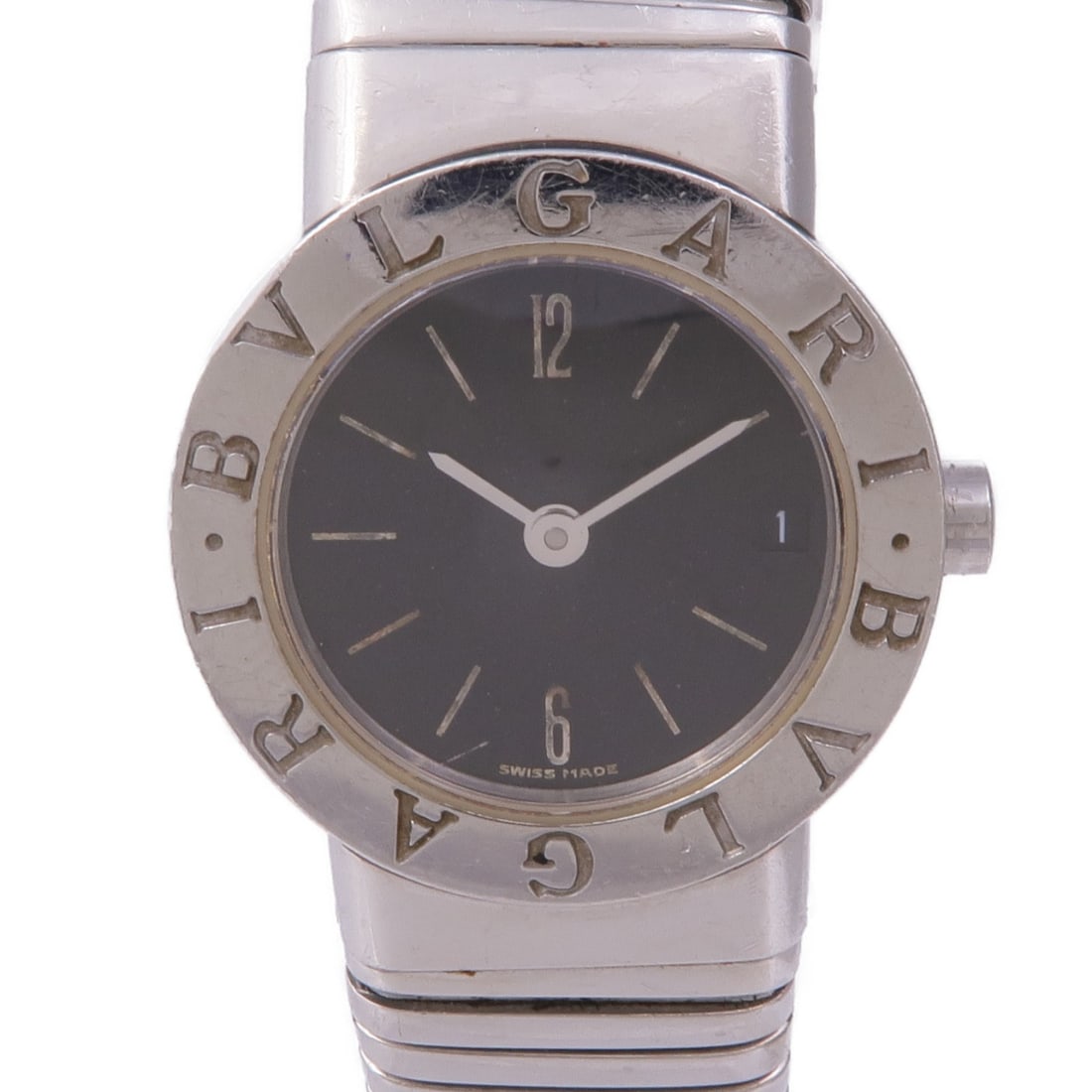 BVLGARI Tubogas BB232TS Quartz Wristwatch Stainless Steel Black Dial: BVLGARI Tubogas BB232TS Quartz Wristwatch Stainless Steel Black Dial This BVLGARI Tubogas BB232TS Quartz Watch showcases a sleek and modern design, crafted from durable stainless steel. The wristwatch