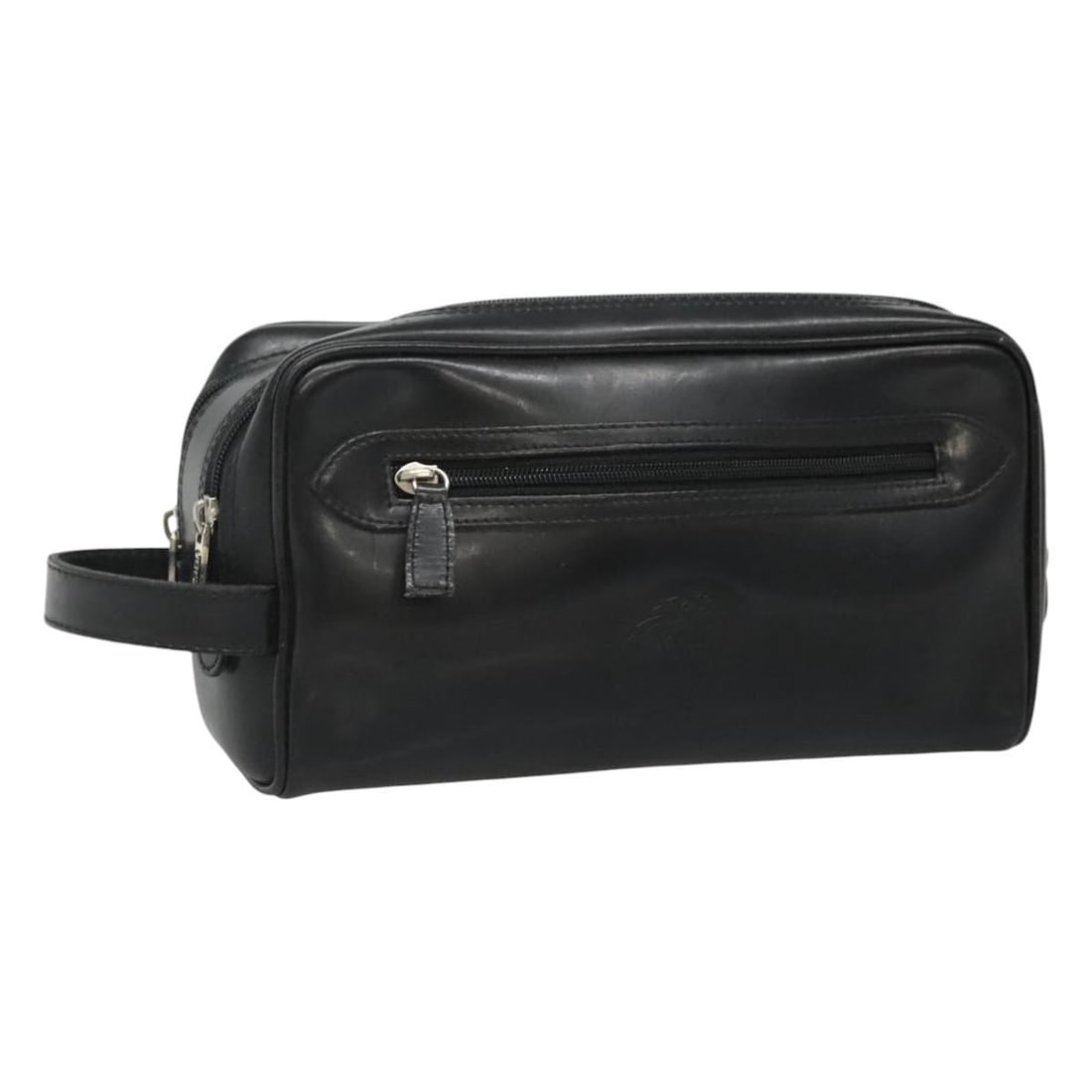 Gianni Versace Black Leather Clutch Silver Accent Handbag Italy (1 of 18)