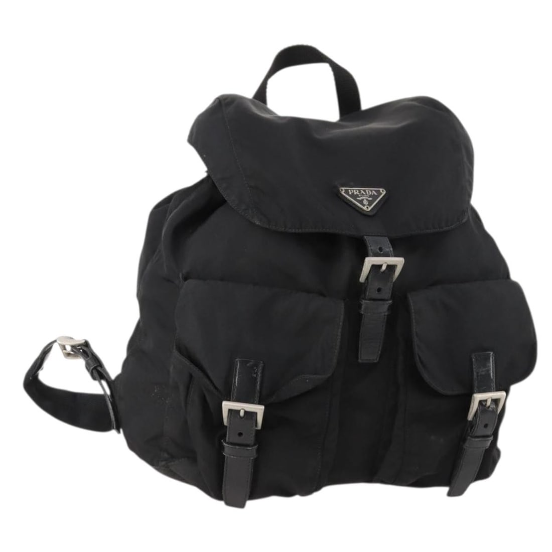 Prada Black Nylon Women's Backpack with Silver Accents Made in Italy (1 of 18)