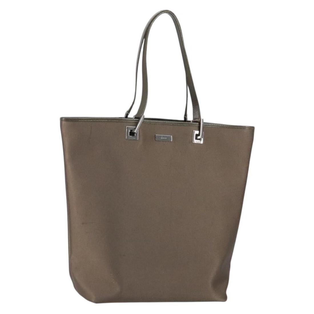 GUCCI 002 1098 Brown Silver Satin Tote Bag Authentic Italy (1 of 18)