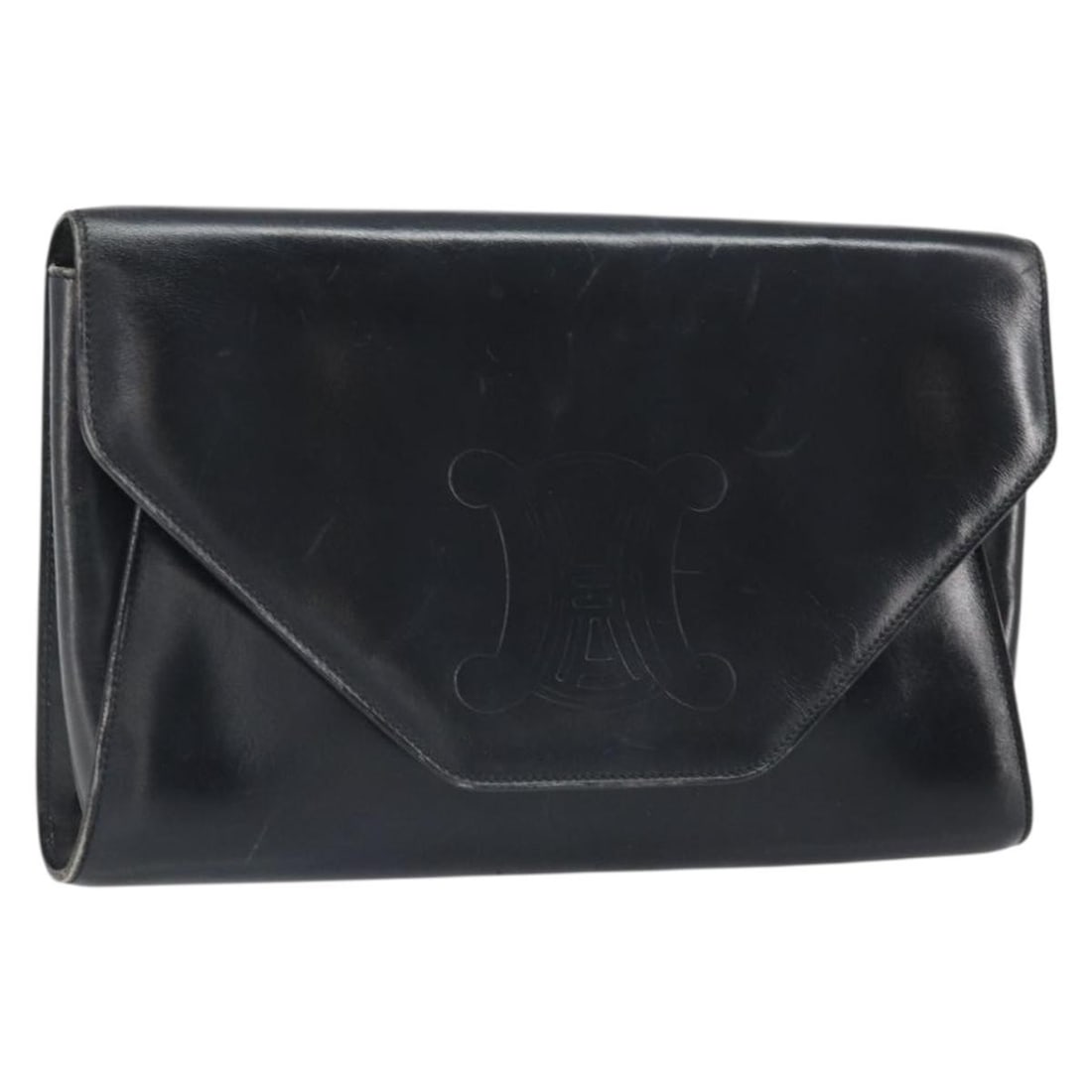 Celine Leather Clutch Black and Gold Evening Bag Made in Italy: Celine Leather Clutch Black and Gold Evening Bag Made in Italy This is a CELINE clutch bag crafted from leather in black and gold tones. The bag is heavily used, showing signs of wear such as out-of-s