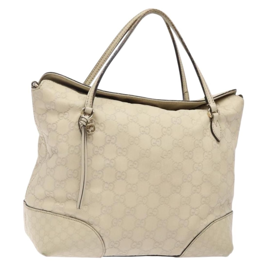 GUCCI GG Canvas Guccissima Hand Bag White Gold Leather 353120 Auth (1 of 18)