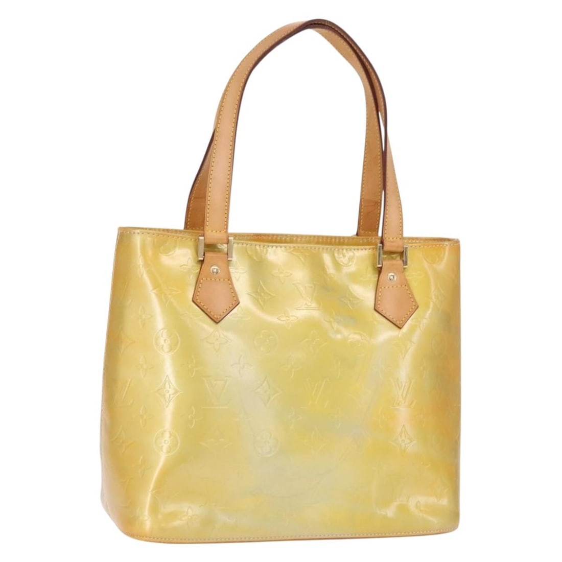 Louis Vuitton Houston Monogram Vernis Gris Patent Leather Handbag M91053: Louis Vuitton Houston Monogram Vernis Gris Patent Leather Handbag M91053 This is a Louis Vuitton Monogram Vernis Houston hand bag in the color Gris, crafted from patent leather. It features a structur