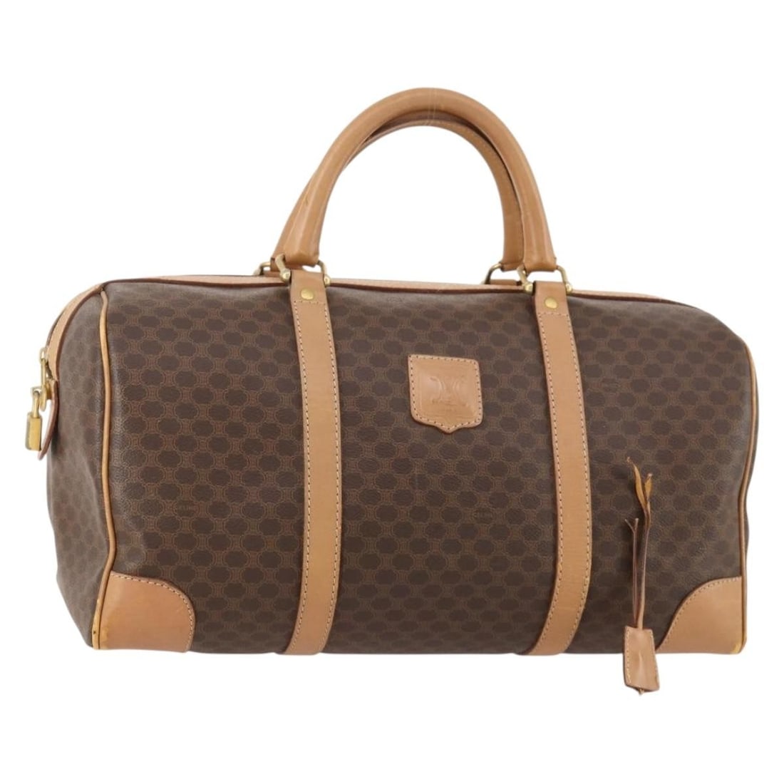 Celine Macadam Boston Bag in Brown PVC Leather with Padlock and Keys (1 of 18)