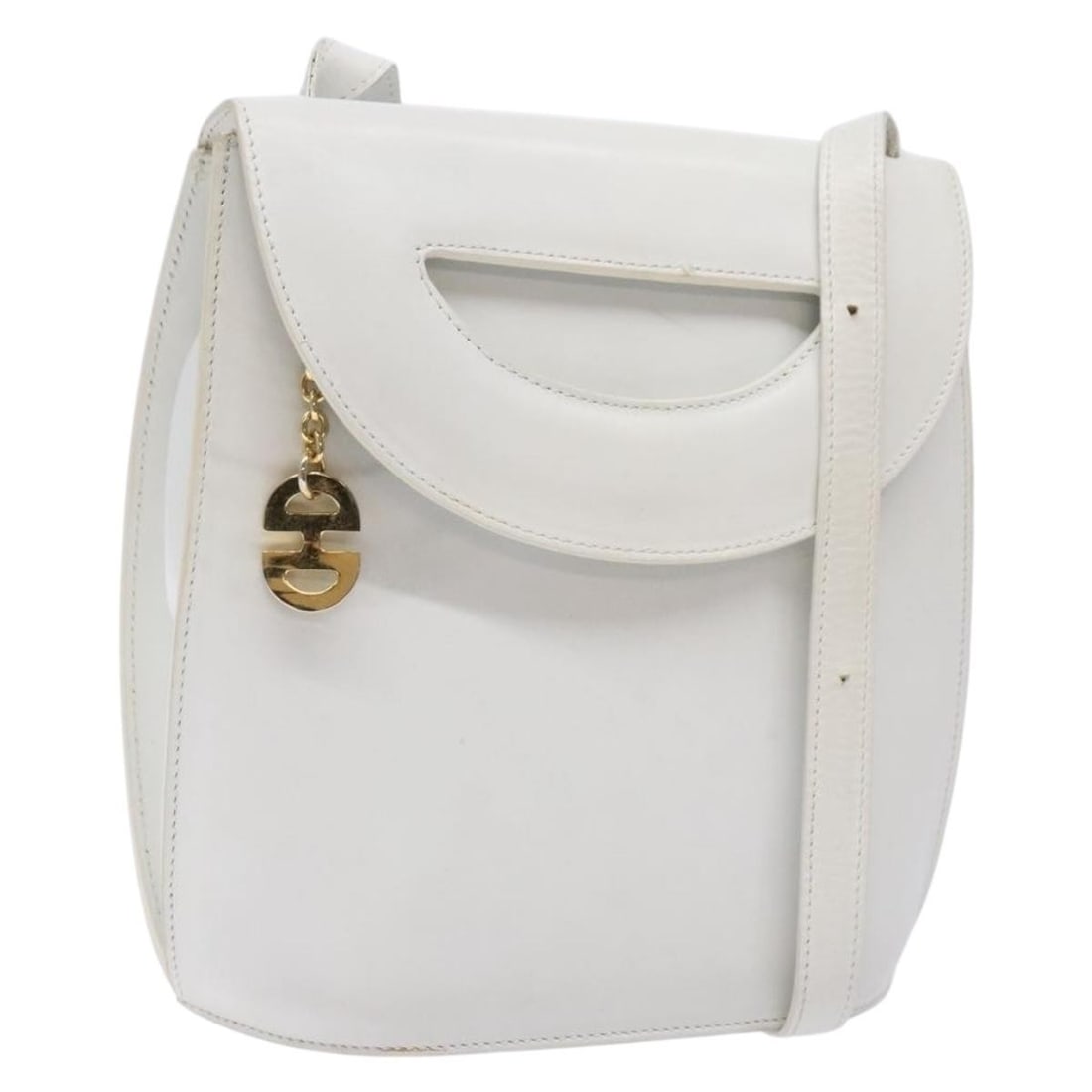 CELINE Leather Shoulder Bag Gold White Made in Italy: CELINE Leather Shoulder Bag Gold White Made in Italy This exquisite CELINE shoulder bag showcases a striking gold and white leather exterior that exudes luxury and style. Crafted in Italy, this bag fe