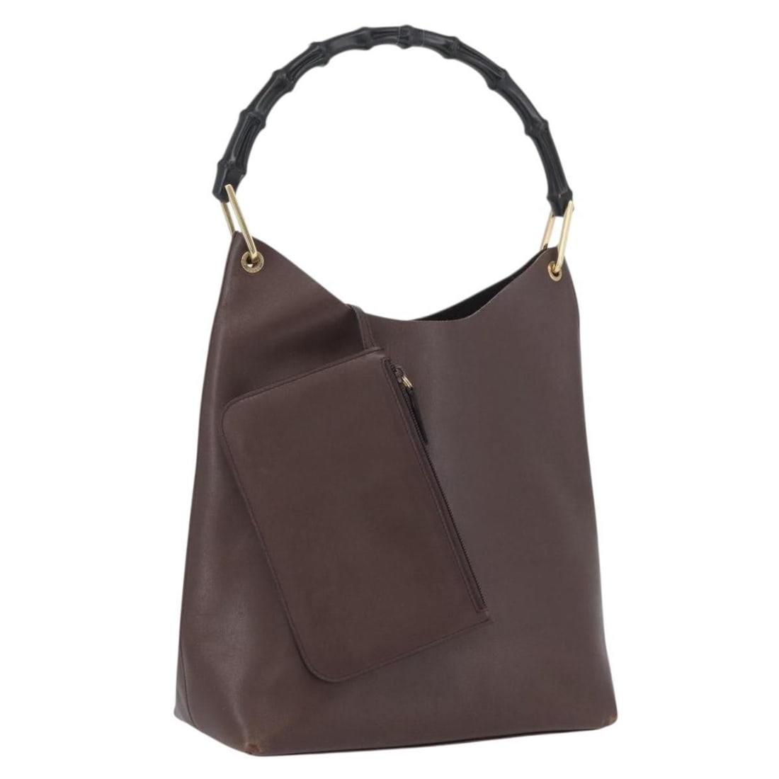 Gucci Bamboo Leather Shoulder Bag Brown Gold with Pouch 001 2058 1881 0: Gucci Bamboo Leather Shoulder Bag Brown Gold with Pouch 001 2058 1881 0 This is a GUCCI Bamboo shoulder bag crafted from brown and gold leather. Designed for women, the bag features a distinctive bamb