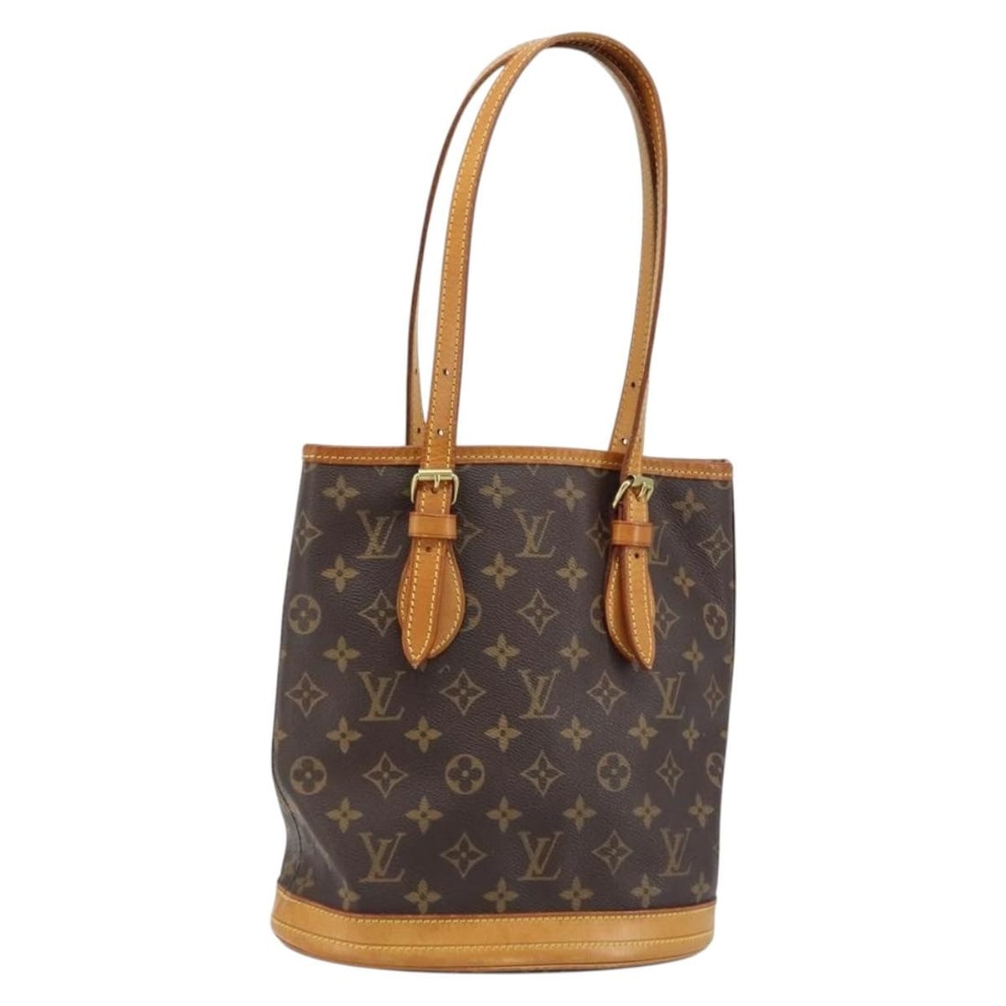 Louis Vuitton Monogram Canvas M42238 Bucket PM Women's Shoulder Bag USA: Louis Vuitton Monogram Canvas M42238 Bucket PM Women's Shoulder Bag USA This Louis Vuitton Monogram Bucket PM Shoulder Bag features the iconic monogram canvas exterior in classic brown tones. Designed