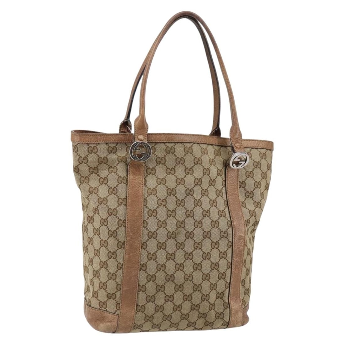 GUCCI GG Canvas Miss GG Tote Bag Beige Silver 342591 Authentic (1 of 18)