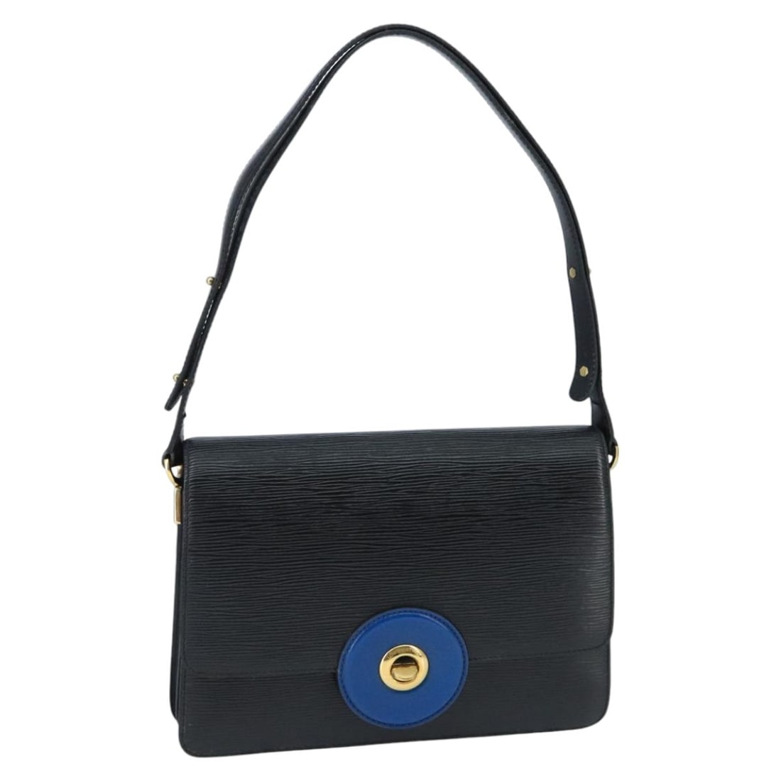 Louis Vuitton Epi Leather Black Blue Free Run Shoulder Bag M52415: Louis Vuitton Epi Leather Black Blue Free Run Shoulder Bag M52415 This Louis Vuitton Epi Bicolor Free Run Shoulder Bag features a striking black and blue Epi leather exterior. Designed for women, the