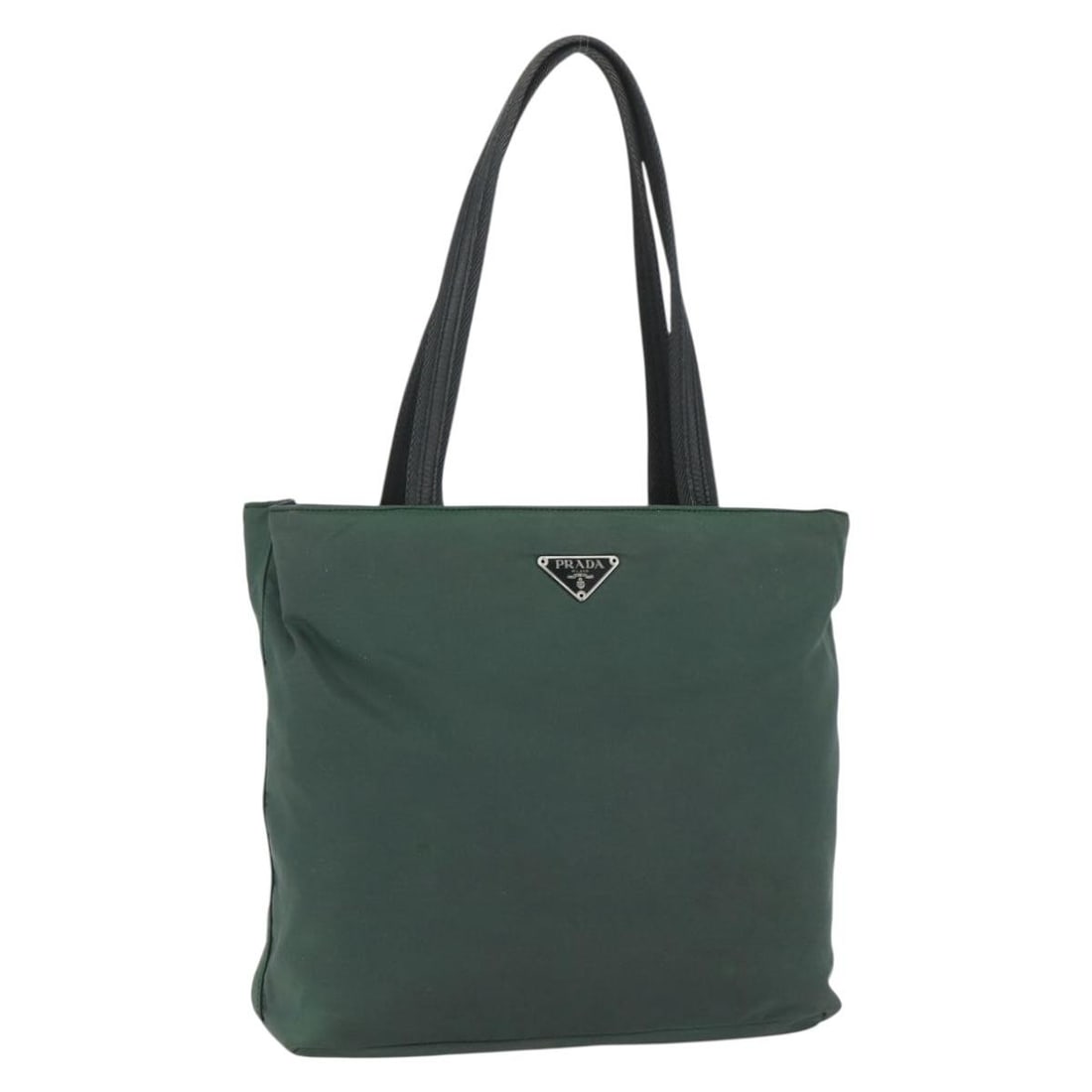 PRADA Green Silver Nylon Tote Bag Auth Italy 151513 (1 of 18)