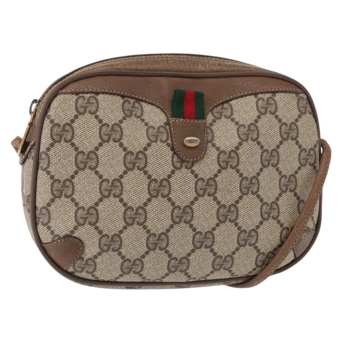 GUCCI GG Supreme Sherry Line Beige Gold PVC Shoulder Bag Auth 89 02 066: GUCCI GG Supreme Sherry Line Beige Gold PVC Shoulder Bag Auth 89 02 066 This GUCCI GG Supreme Web Sherry Line shoulder bag is a stylish accessory crafted from durable PVC leather in a sophisticated be