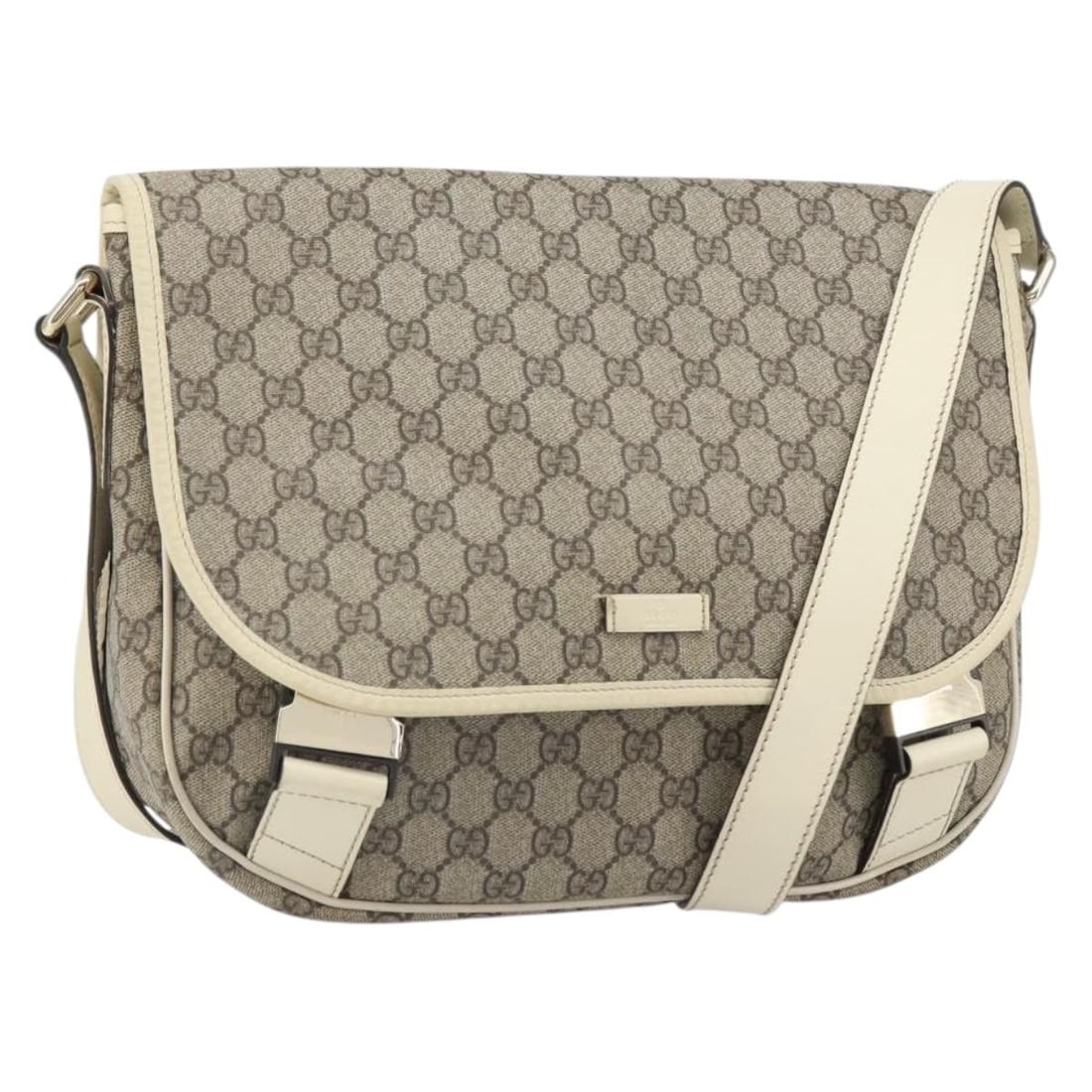 Gucci GG Supreme Beige Gold PVC Leather Shoulder Bag 201732 Italy: Gucci GG Supreme Beige Gold PVC Leather Shoulder Bag 201732 Italy This is a Gucci GG Supreme shoulder bag crafted from beige and gold PVC leather with GG canvas accents. Designed for women, the bag fe