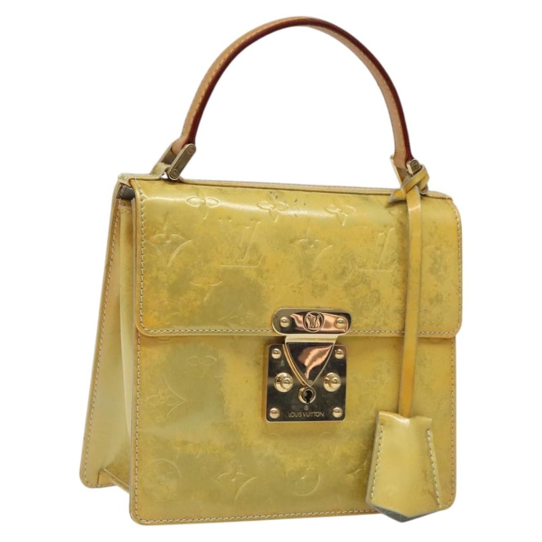 Louis Vuitton Spring Street Gris Patent Vernis Handbag M91029 with Keys: Louis Vuitton Spring Street Gris Patent Vernis Handbag M91029 with Keys This Louis Vuitton Monogram Vernis Spring Street handbag in Gris is crafted from patent leather and features a structured silhou