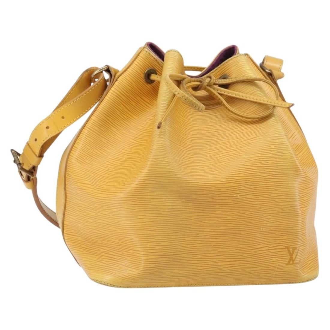 Yellow Epi Leather Petit Noe Shoulder Bag Louis Vuitton M44109: Yellow Epi Leather Petit Noe Shoulder Bag Louis Vuitton M44109 This Louis Vuitton Epi Petit Noe shoulder bag features durable yellow Epi leather and a classic drawstring closure. Designed for women, i