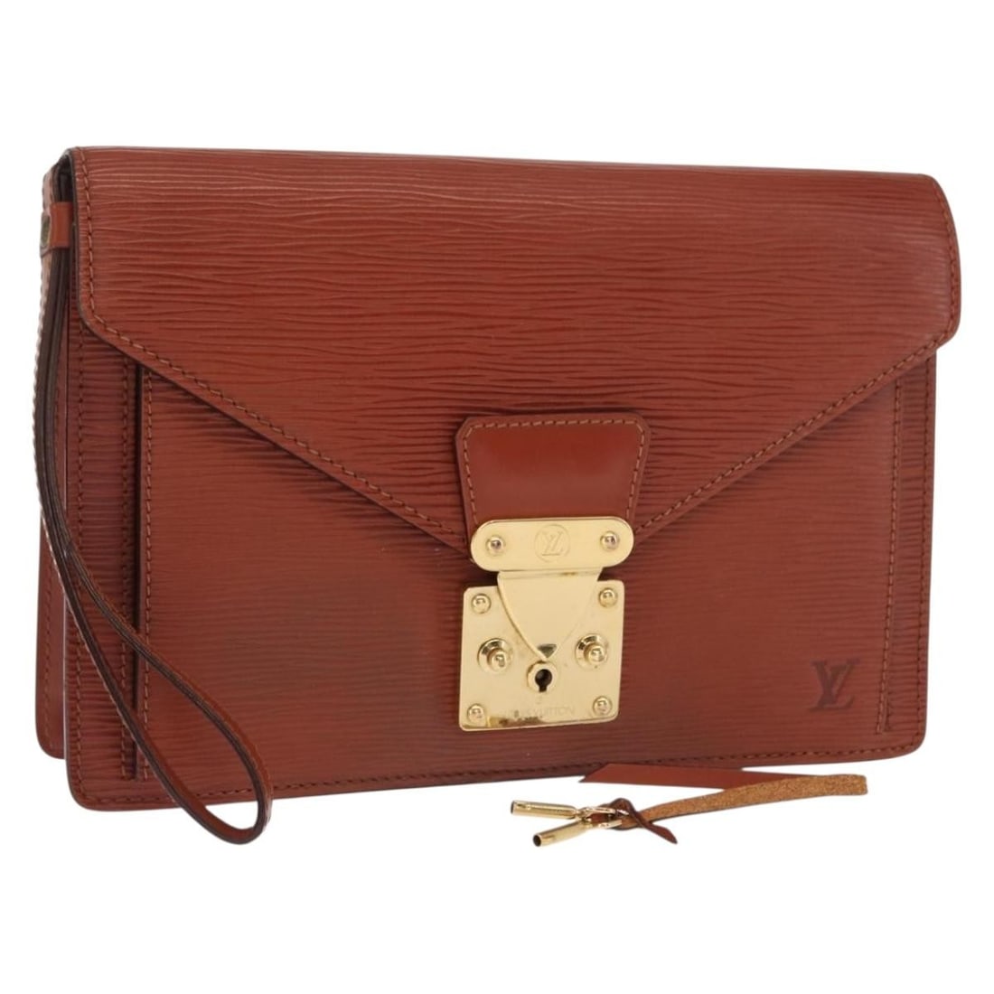 Louis Vuitton Epi Leather Dragonne Handbag Brown M52618 France: Louis Vuitton Epi Leather Dragonne Handbag Brown M52618 France This Louis Vuitton Dragonne hand bag from the Epi series features a brown Epi leather exterior and includes two keys as accessories. The