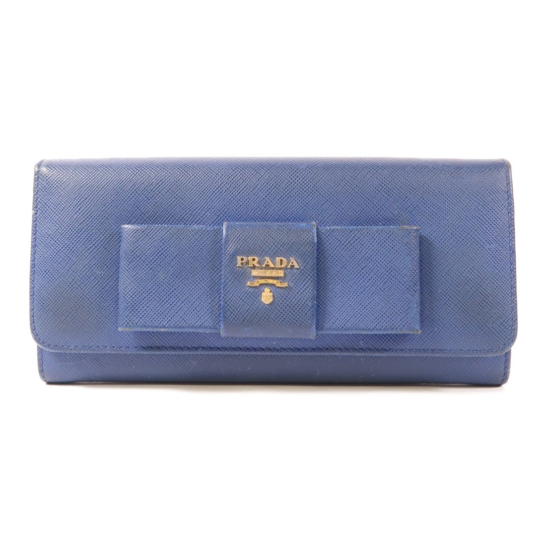 Blue Calfskin Double Sided PRADA 1M1132 Long Wallet with Gold Hardware (1 of 18)