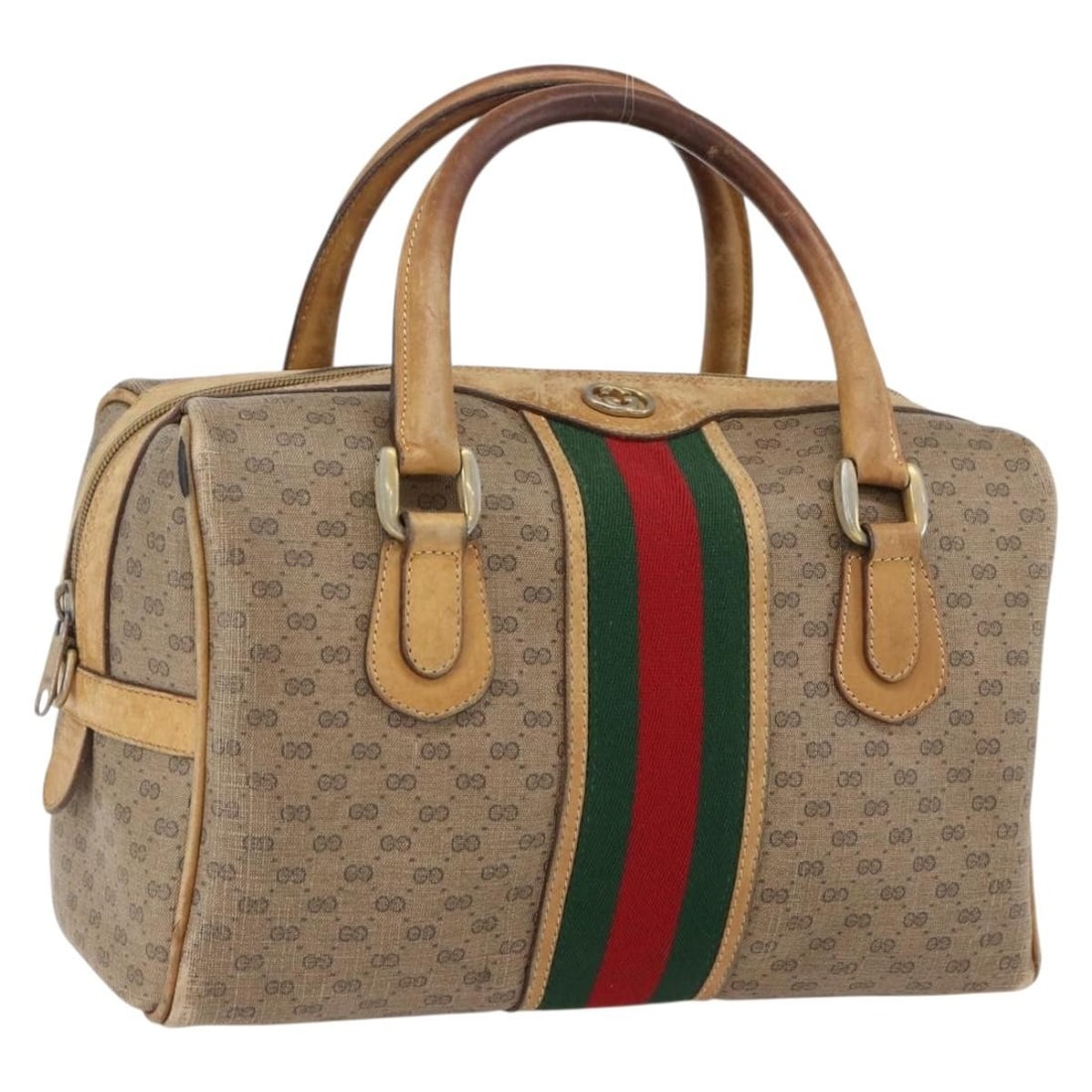 Gucci Micro GG Supreme Sherry Line Beige PVC Leather Women's Handbag 002 58 4422: Gucci Micro GG Supreme Sherry Line Beige PVC Leather Women's Handbag 002 58 4422 This GUCCI Micro GG Supreme Web Sherry Line handbag features a beige and gold color scheme with a PVC leather exterior