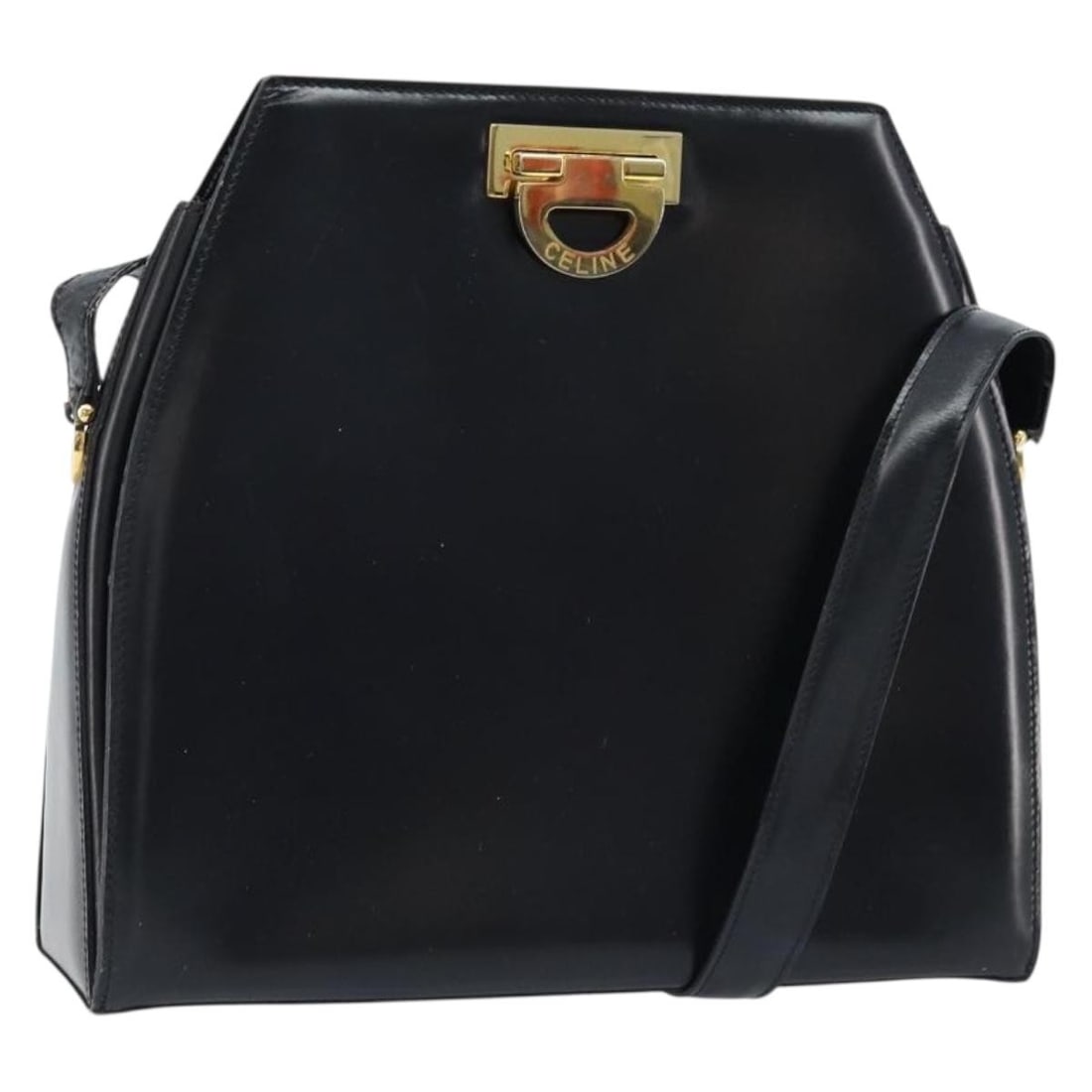 Celine Black Leather Shoulder Bag Gold Tone Hardware for Women: Celine Black Leather Shoulder Bag Gold Tone Hardware for Women This CELINE shoulder bag features black leather with gold-tone accents and is designed for women. The bag is crafted in Italy and offers